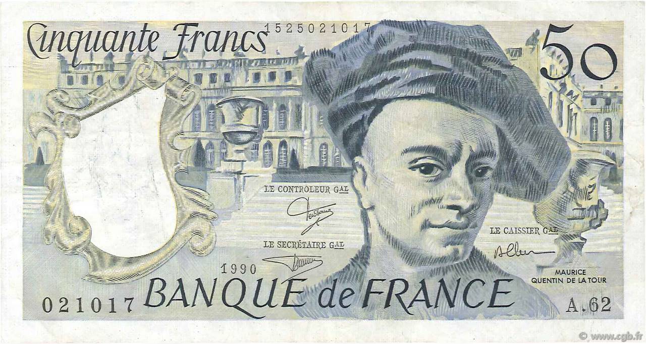 50 Francs QUENTIN DE LA TOUR FRANCIA  1990 F.67.16 BB