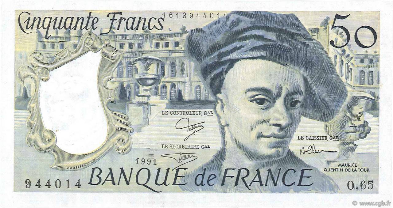 50 Francs QUENTIN DE LA TOUR FRANKREICH  1991 F.67.17 VZ+