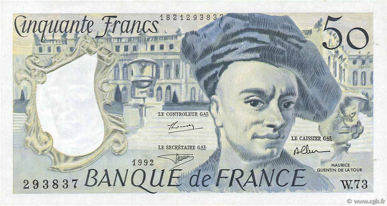 50 Francs QUENTIN DE LA TOUR FRANCE  1992 F.67.18 SPL