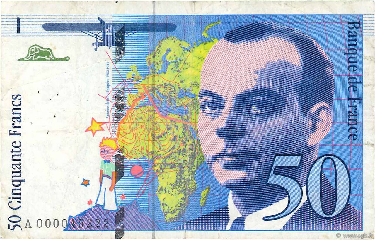 50 Francs SAINT-EXUPÉRY FRANCIA  1992 F.72.01aA BC