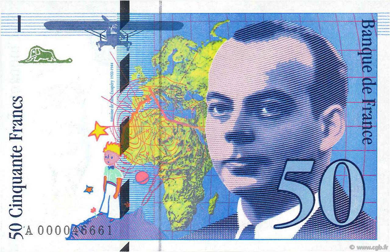 50 Francs SAINT-EXUPÉRY FRANCE  1992 F.72.01aA UNC-