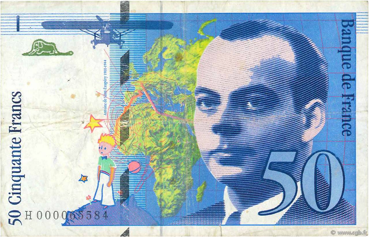 50 Francs SAINT-EXUPÉRY FRANCIA  1992 F.72.01aH MB