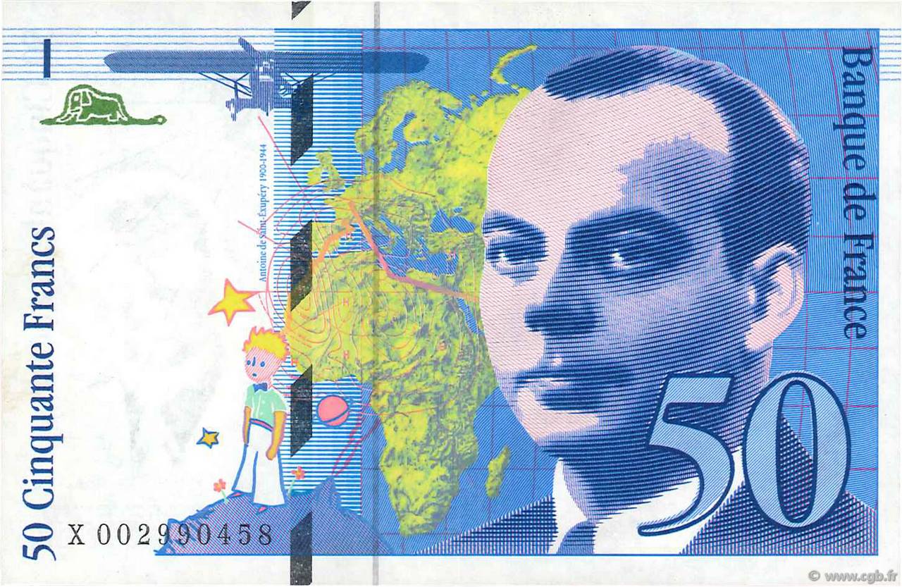 50 Francs SAINT-EXUPÉRY FRANCE  1992 F.72.01b XF