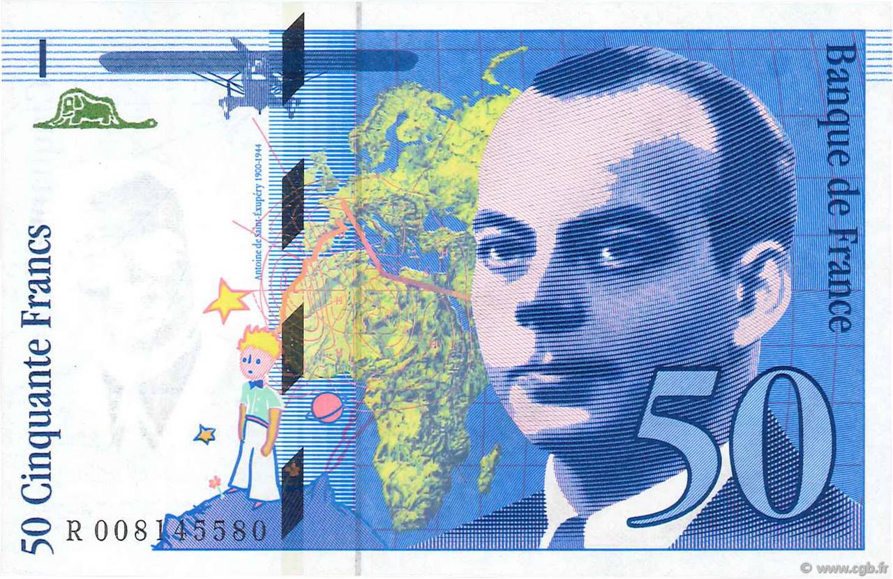 50 Francs SAINT-EXUPÉRY FRANCIA  1993 F.72.02 q.FDC
