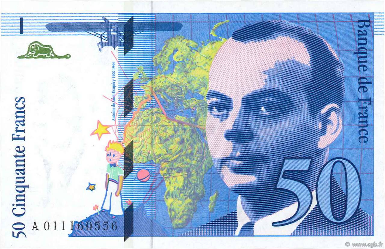 50 Francs SAINT-EXUPÉRY FRANCIA  1993 F.72.02 FDC