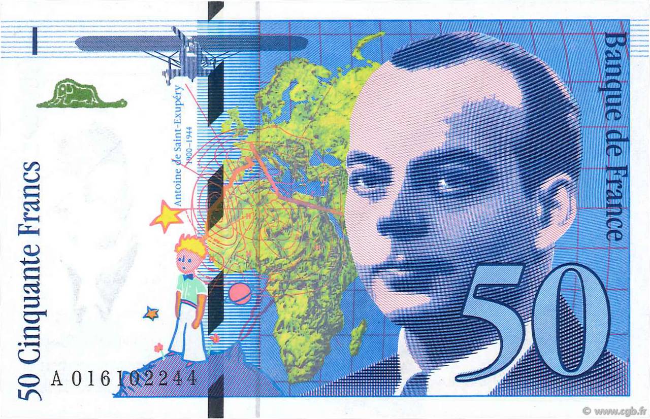 50 Francs SAINT-EXUPÉRY Modifié FRANCE  1994 F.73.01a UNC-
