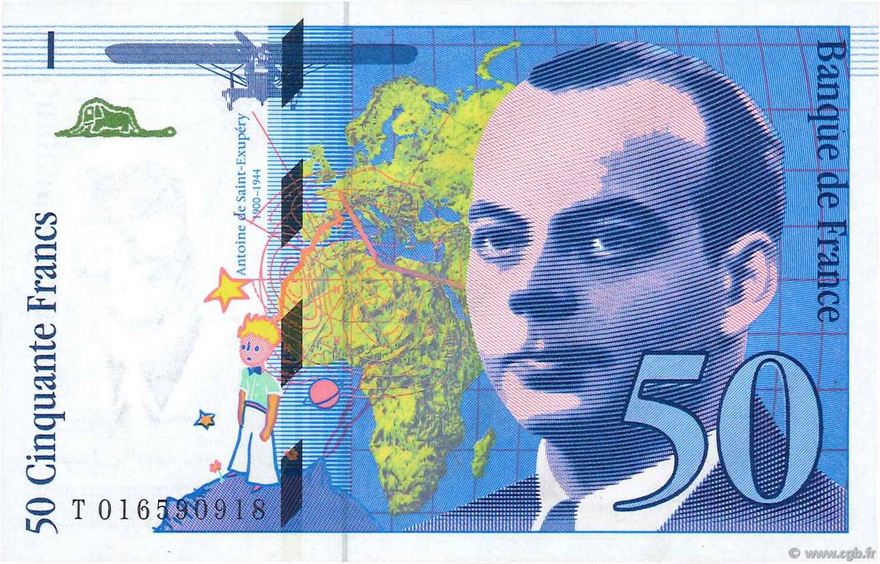 50 Francs SAINT-EXUPÉRY Modifié FRANKREICH  1994 F.73.01a fST+