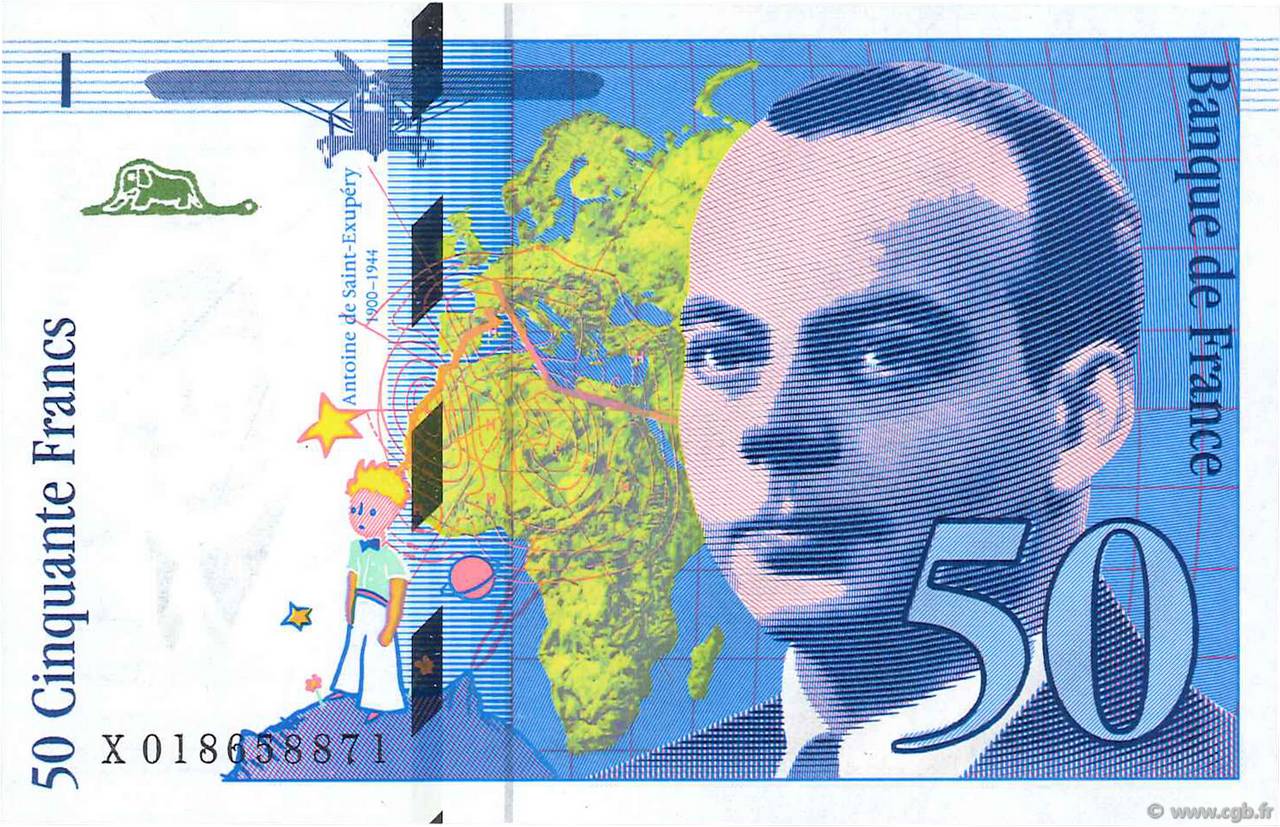 50 Francs SAINT-EXUPÉRY Modifié FRANKREICH  1994 F.73.01b fST+