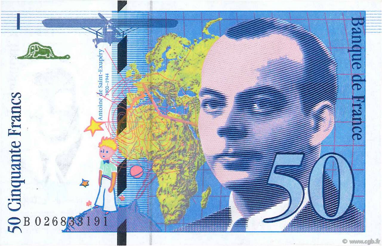 50 Francs SAINT-EXUPÉRY Modifié FRANKREICH  1994 F.73.01d fST+