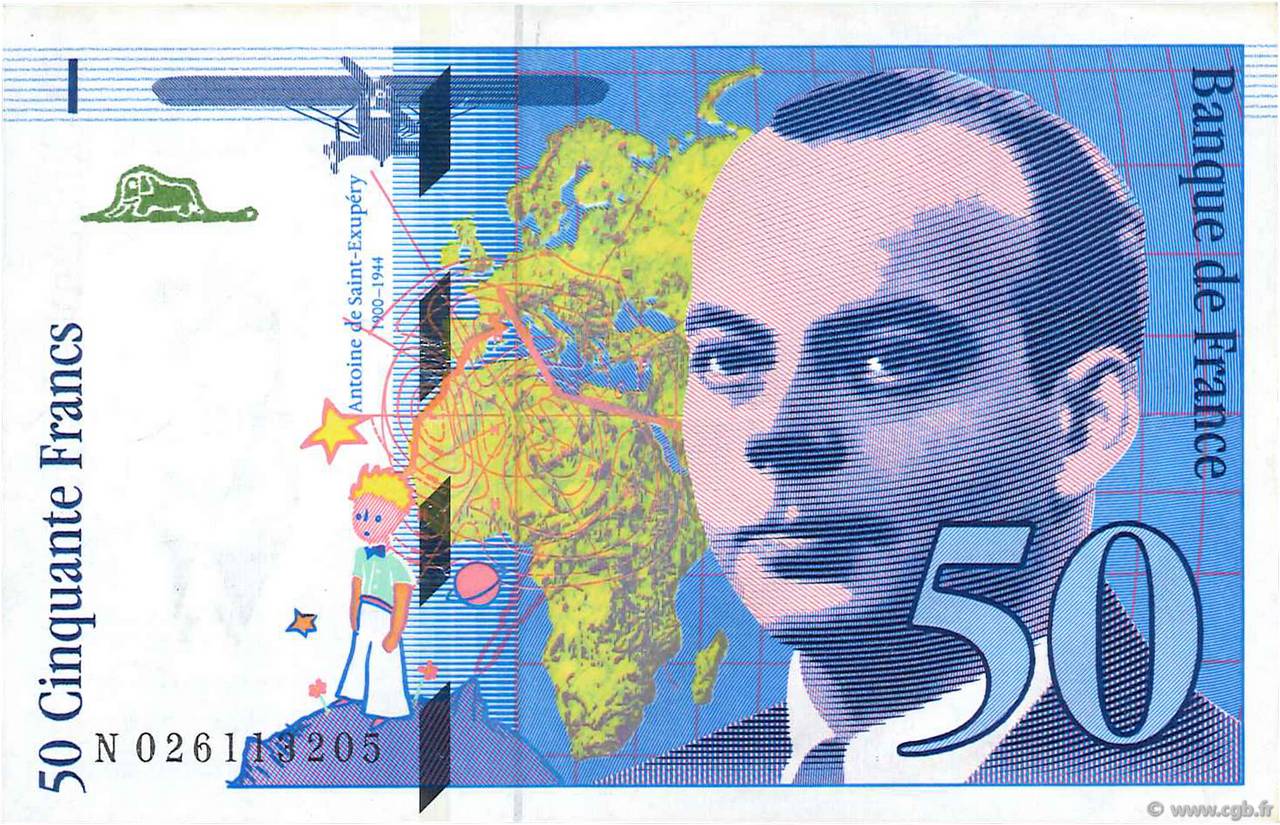 50 Francs SAINT-EXUPÉRY Modifié FRANCIA  1994 F.73.01d MBC