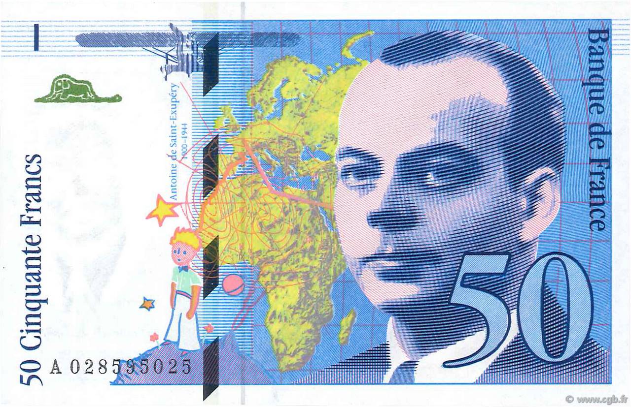 50 Francs SAINT-EXUPÉRY Modifié FRANCE  1994 F.73.01d UNC