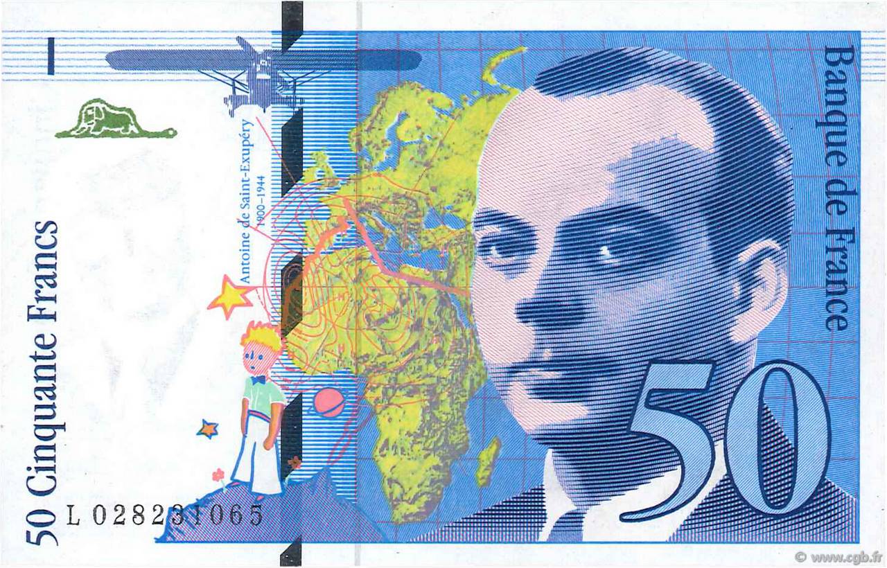 50 Francs SAINT-EXUPÉRY Modifié FRANCE  1994 F.73.01d UNC-