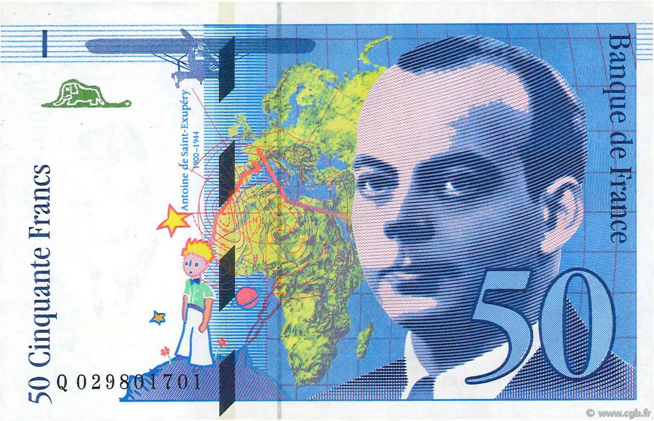 50 Francs SAINT-EXUPÉRY Modifié FRANCIA  1996 F.73.02 SC+