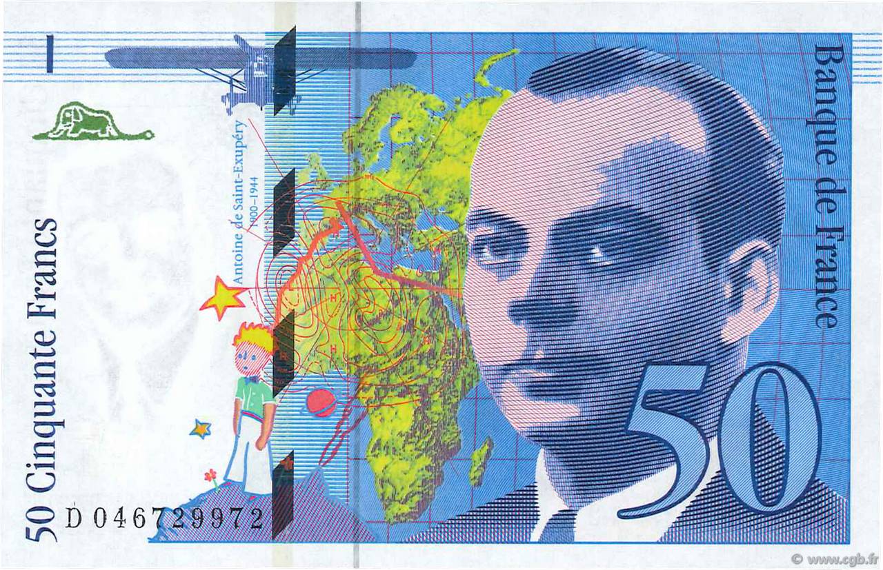 50 Francs SAINT-EXUPÉRY Modifié FRANKREICH  1996 F.73.03 fST+