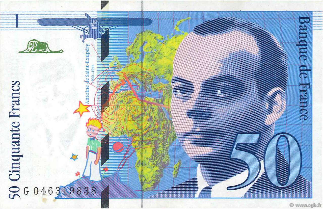 50 Francs SAINT-EXUPÉRY Modifié FRANCIA  1996 F.73.03 q.SPL