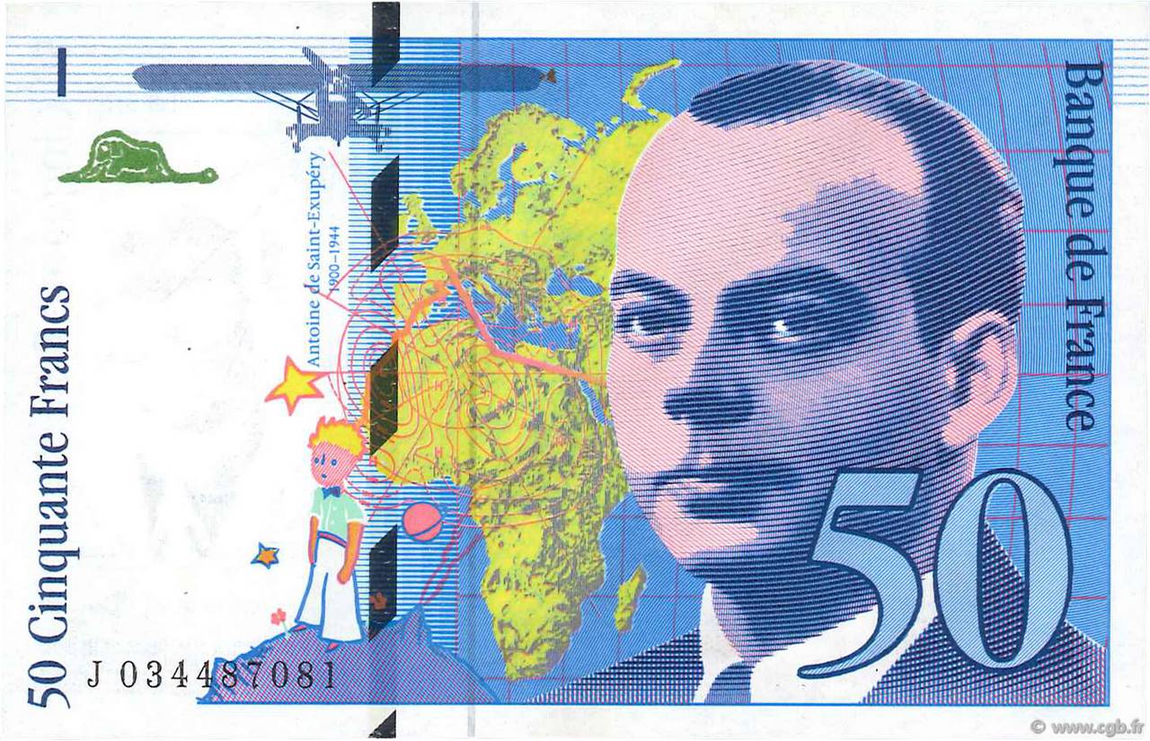 50 Francs SAINT-EXUPÉRY Modifié FRANCIA  1997 F.73.04 FDC