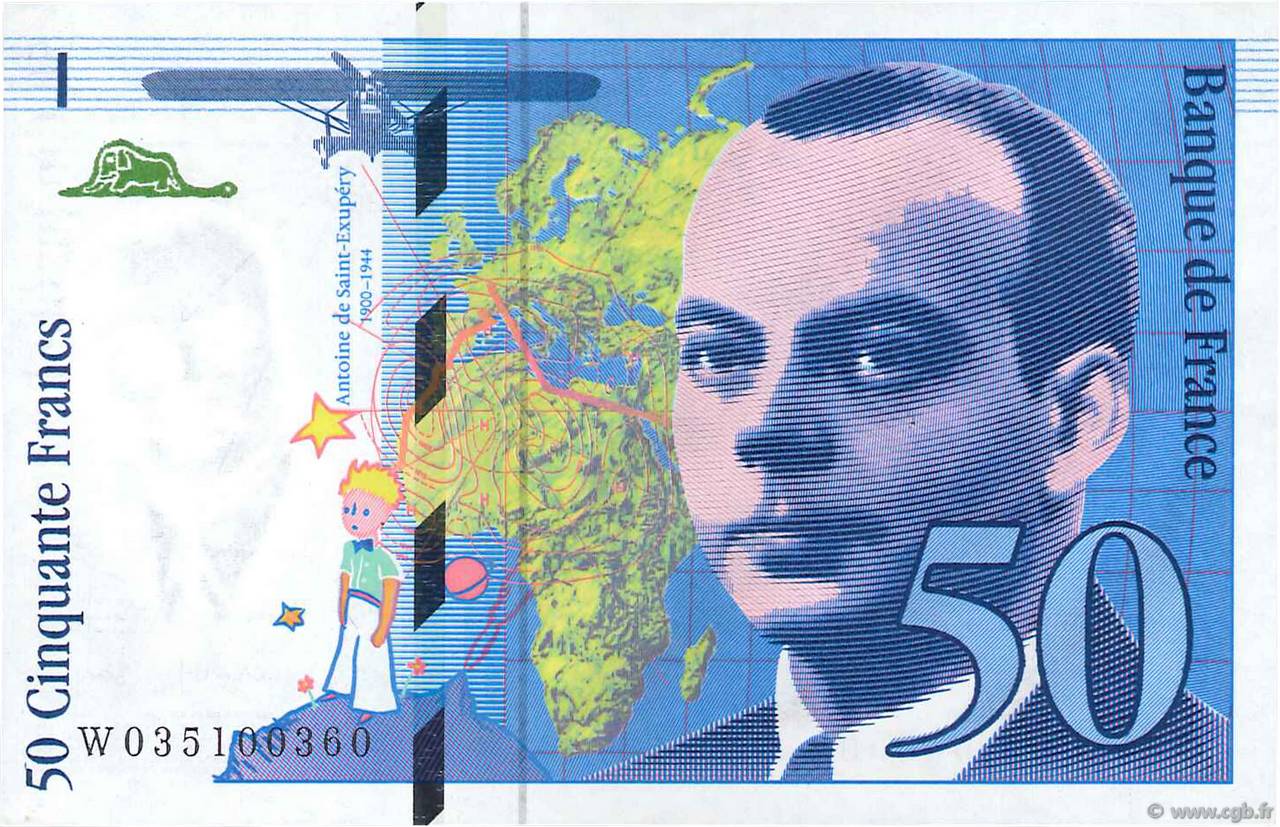 50 Francs SAINT-EXUPÉRY Modifié FRANCE  1997 F.73.04 XF+