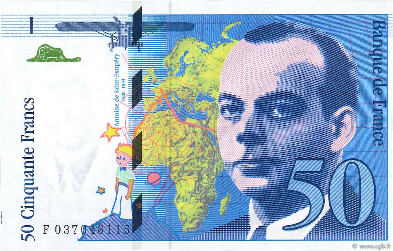 50 Francs SAINT-EXUPÉRY Modifié Fauté FRANCIA  1997 F.73.04 FDC