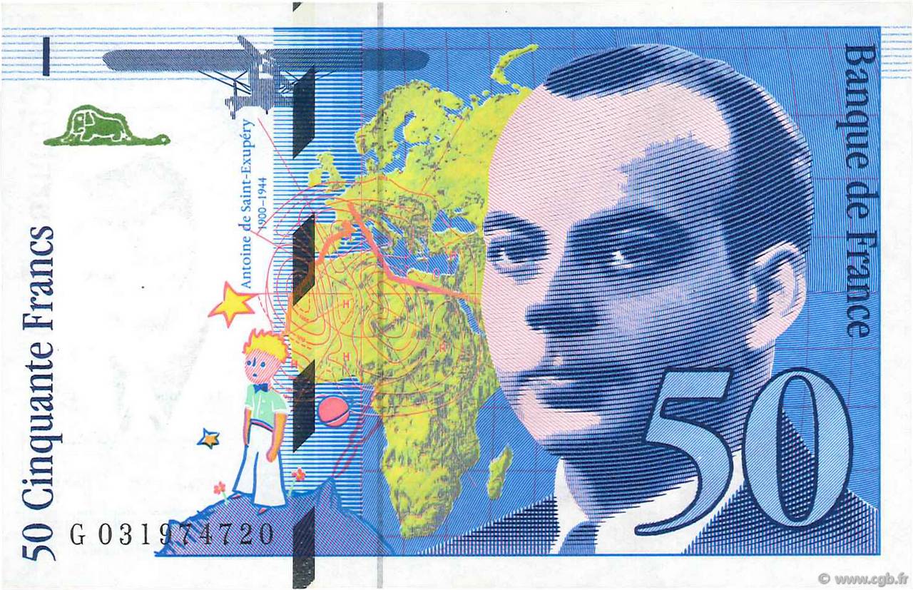 50 Francs SAINT-EXUPÉRY Modifié FRANCE  1997 F.73.04 SPL