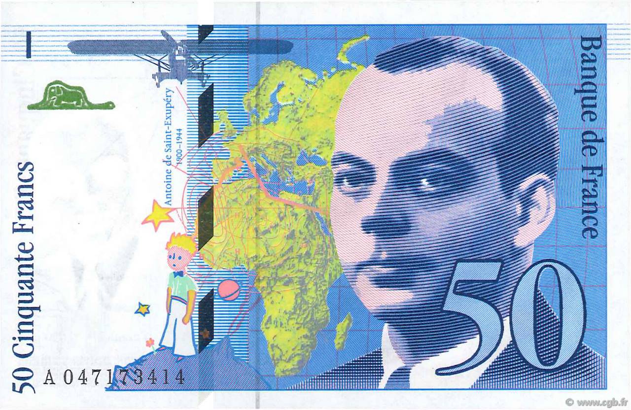 50 Francs SAINT-EXUPÉRY Modifié FRANCIA  1999 F.73.05 EBC
