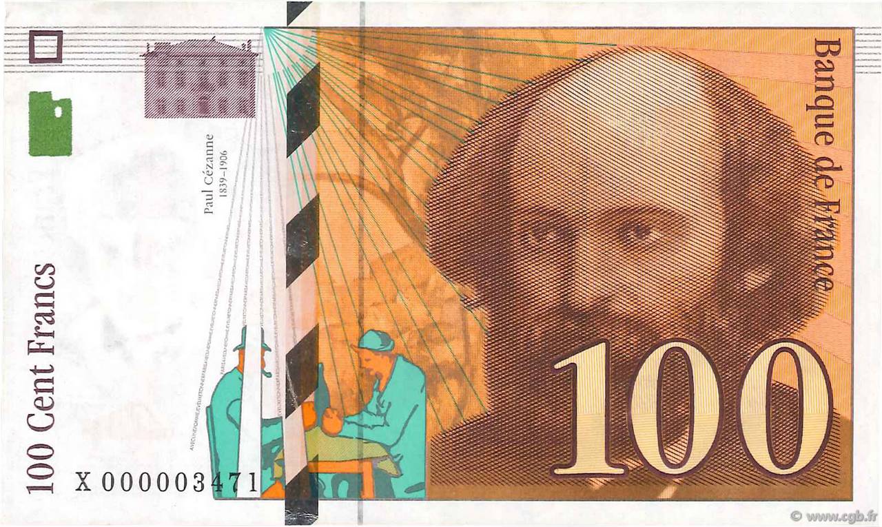 100 Francs CÉZANNE Petit numéro FRANCE  1997 F.74.01 TTB+