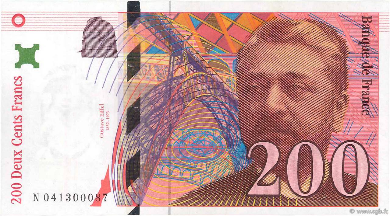 200 Francs EIFFEL FRANCE  1996 F.75.03a XF