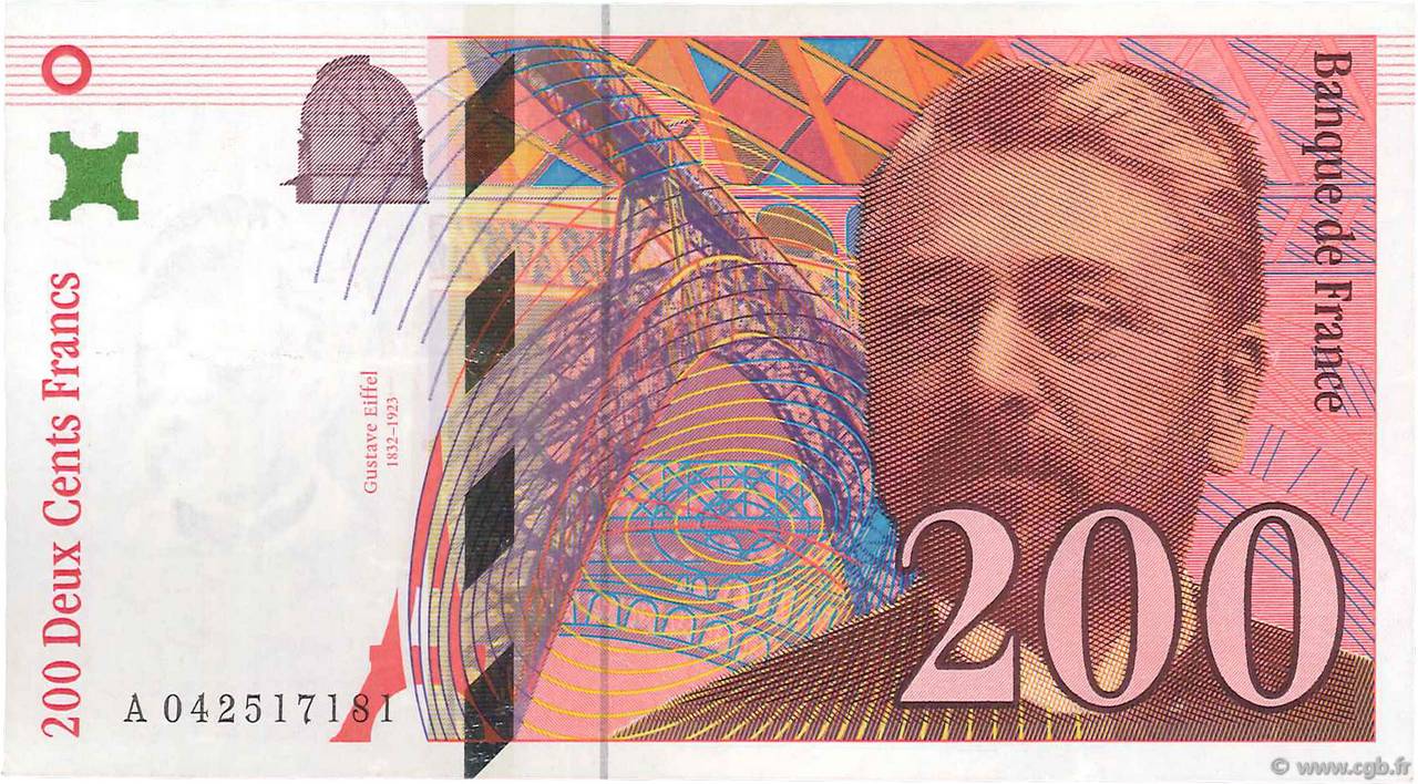 200 Francs EIFFEL FRANKREICH  1996 F.75.03a fVZ