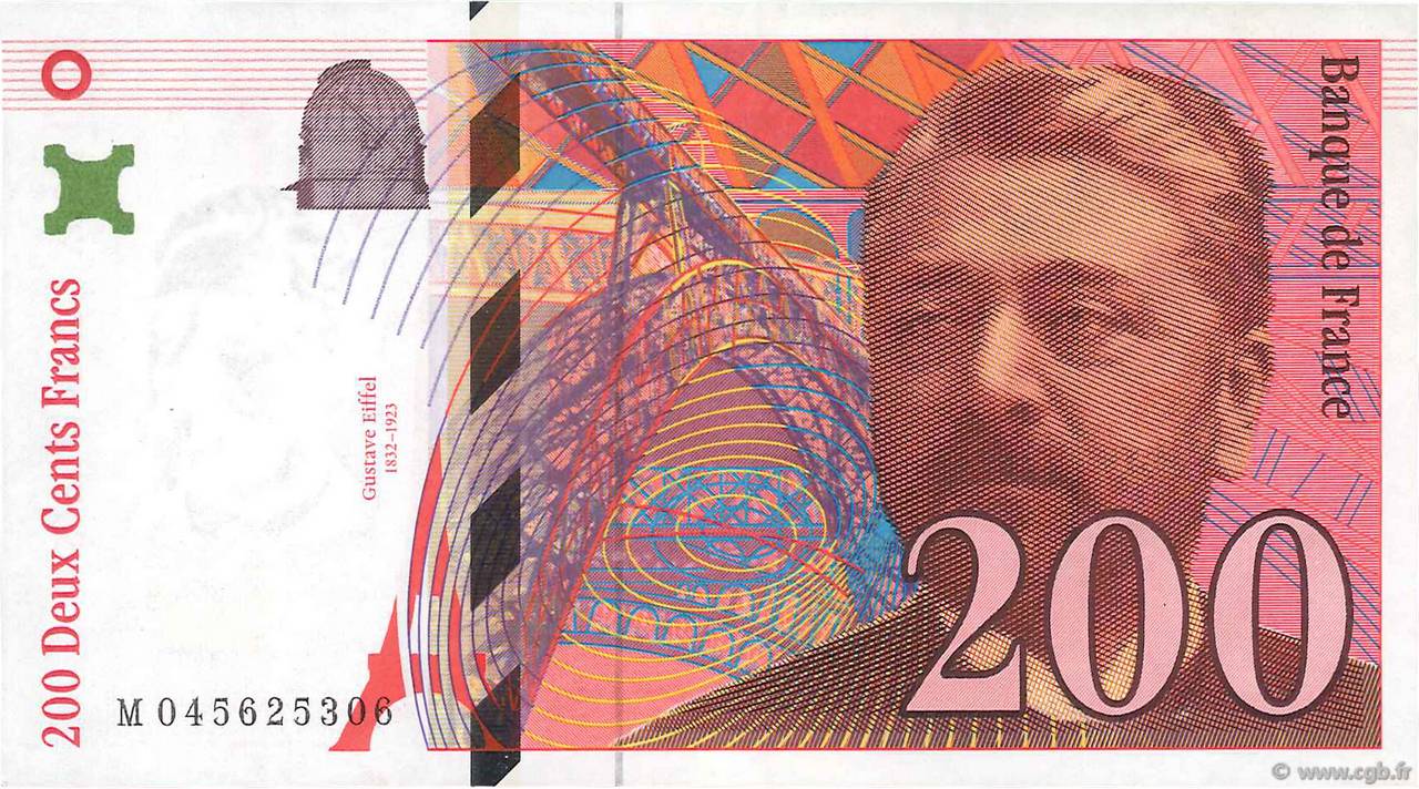 200 Francs EIFFEL FRANCE  1996 F.75.03b XF