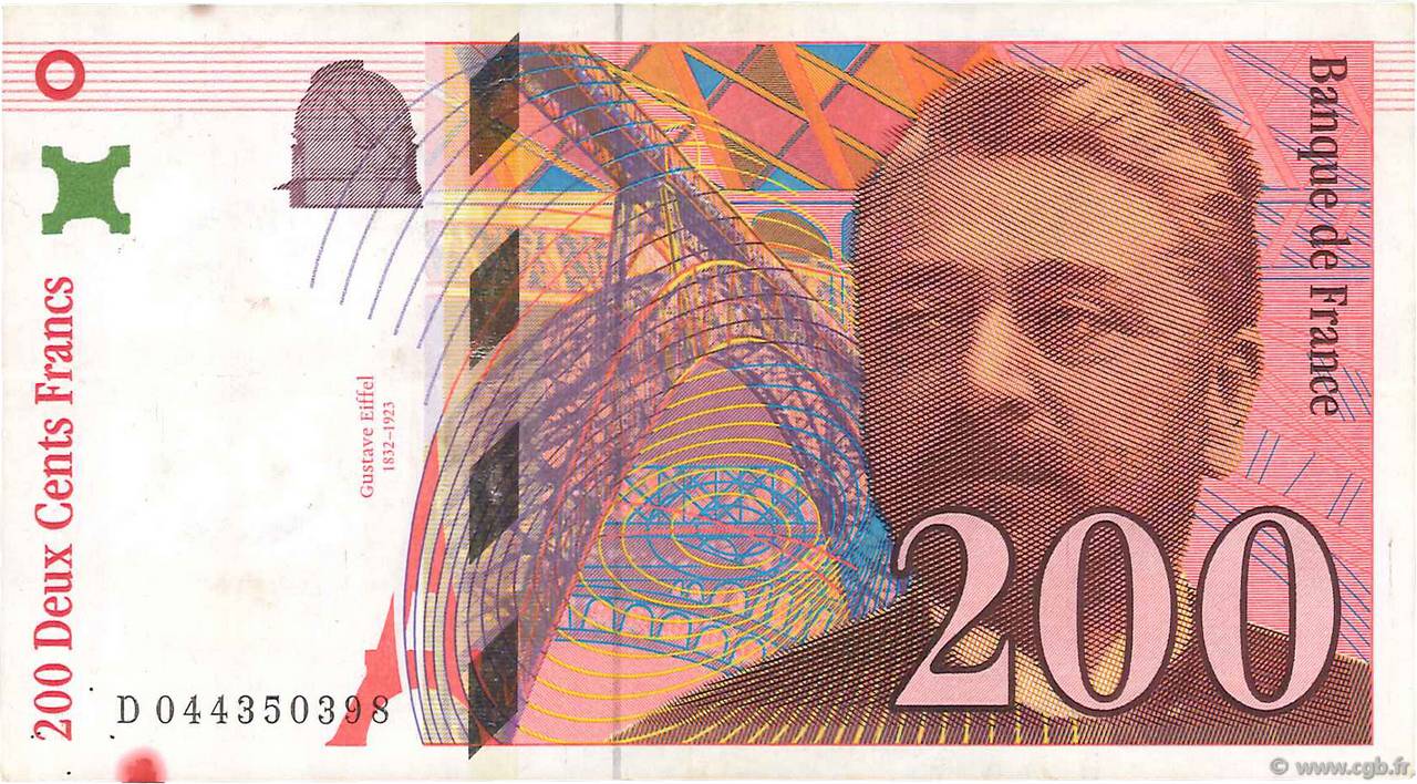 200 Francs EIFFEL FRANCE  1997 F.75.04a VF