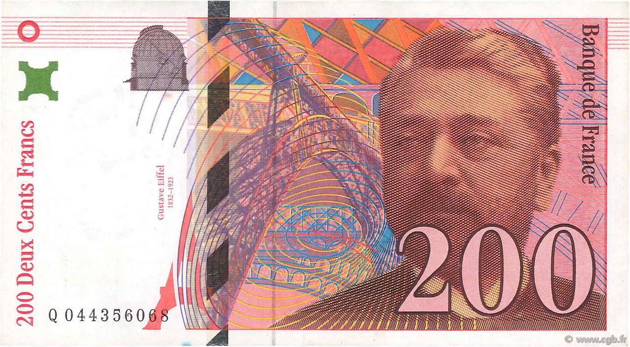 200 Francs EIFFEL FRANCE  1997 F.75.04a AU-