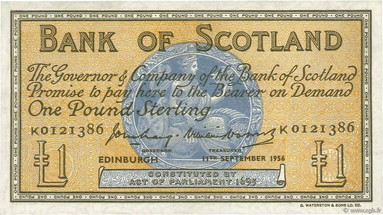 1 Pound SCOTLAND  1956 P.100b VF+