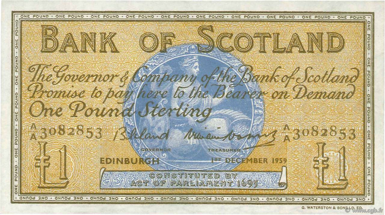 1 Pound SCOTLAND  1959 P.100c SPL+