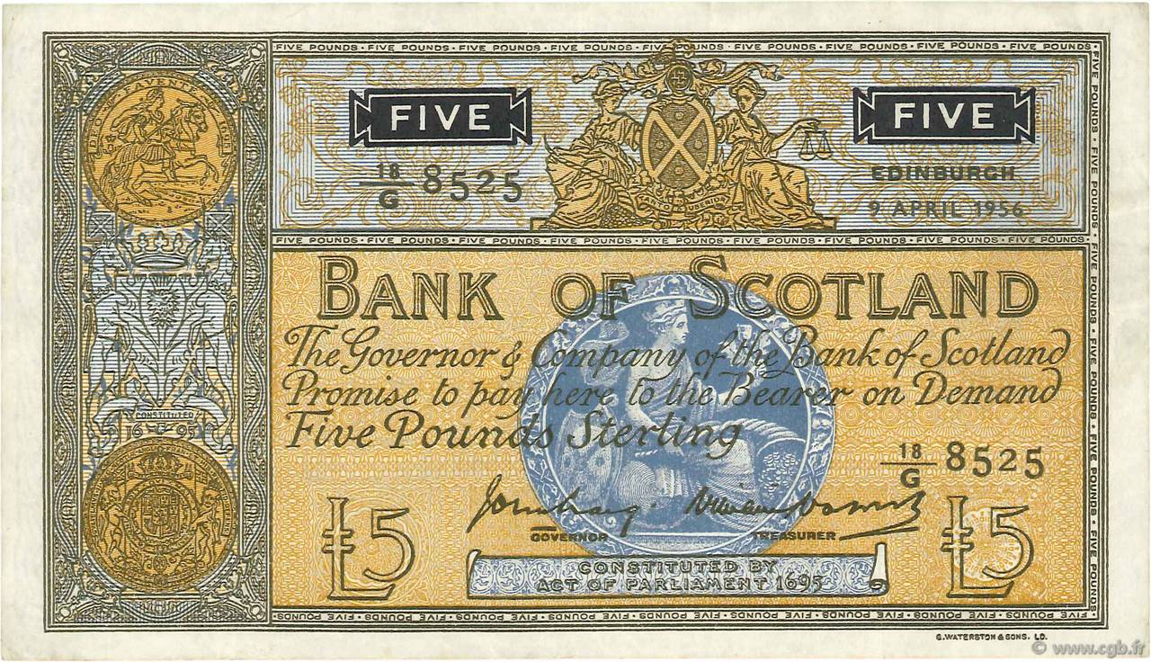 5 Pounds SCOTLAND  1956 P.101a VF