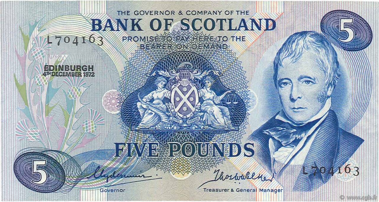 5 Pounds SCOTLAND  1972 P.112b UNC-