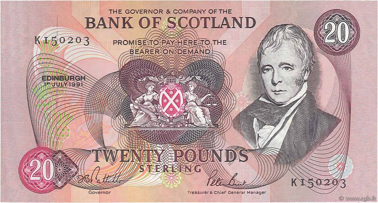 20 Pounds SCOTLAND  1991 P.118a AU+