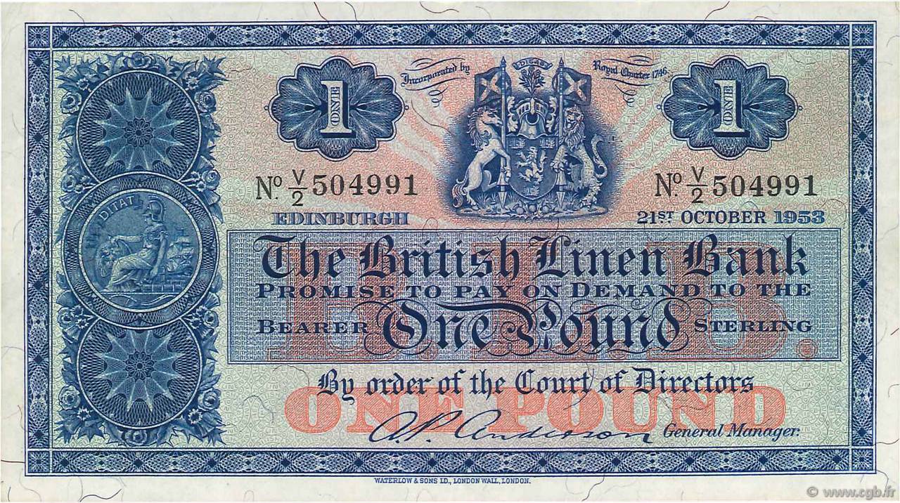 1 Pound SCOTLAND  1953 P.157d EBC