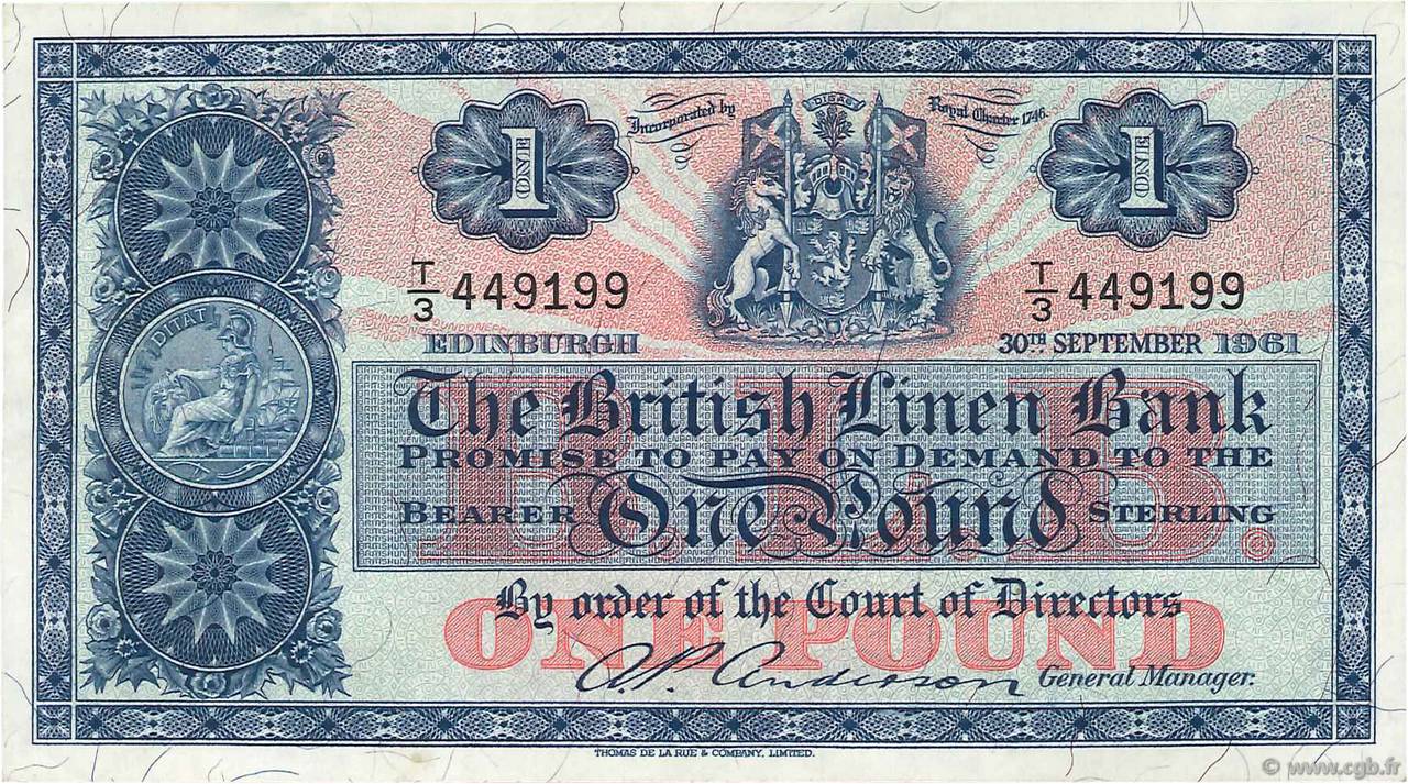 1 Pound SCOTLAND  1961 P.162 SPL