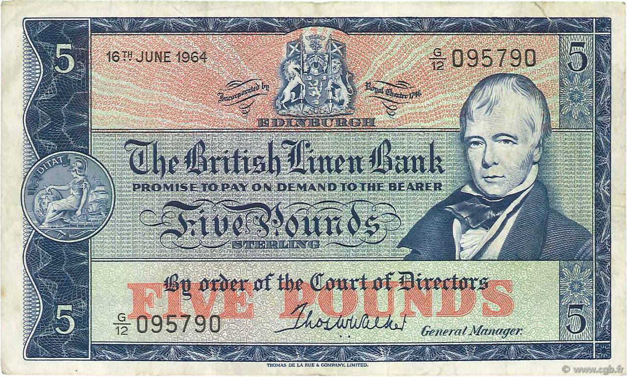 5 Pounds SCOTLAND  1964 P.167b BB