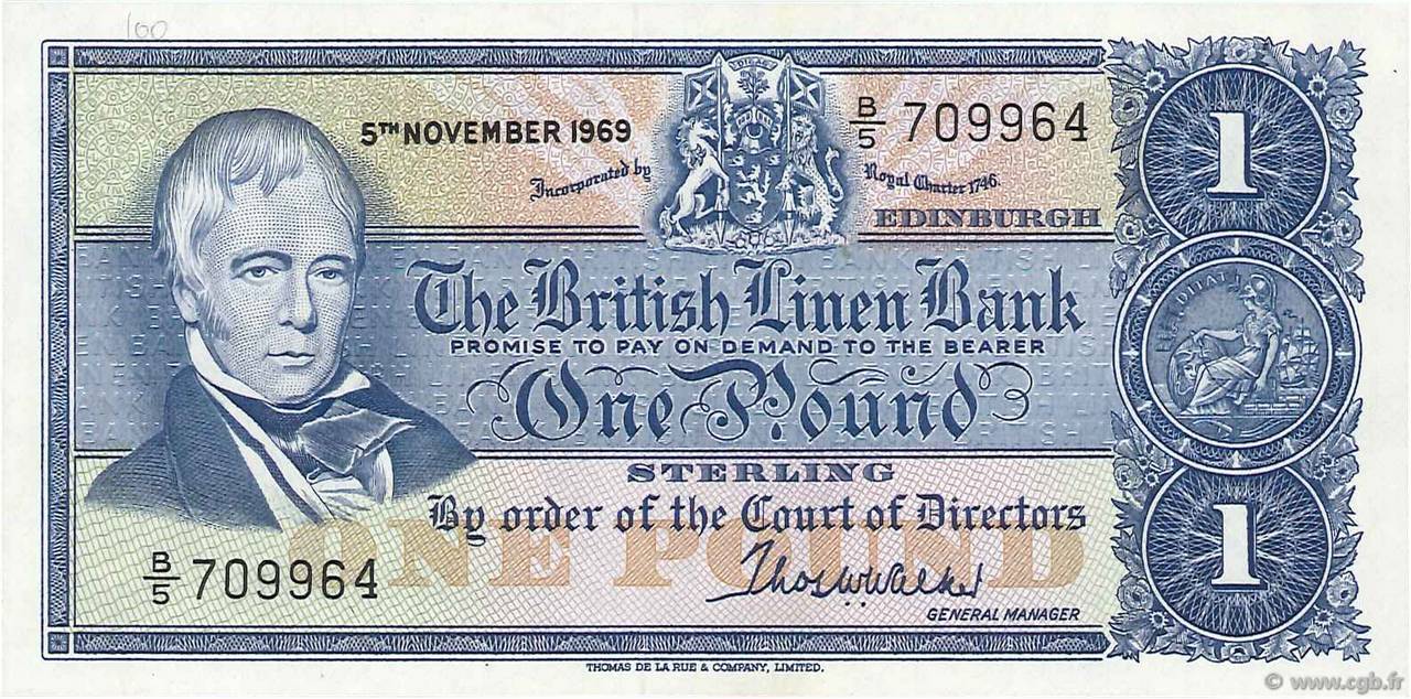 1 Pound SCOTLAND  1969 P.169a UNC-
