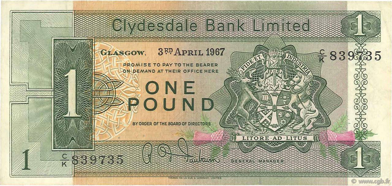 1 Pound SCOTLAND  1967 P.195a VF