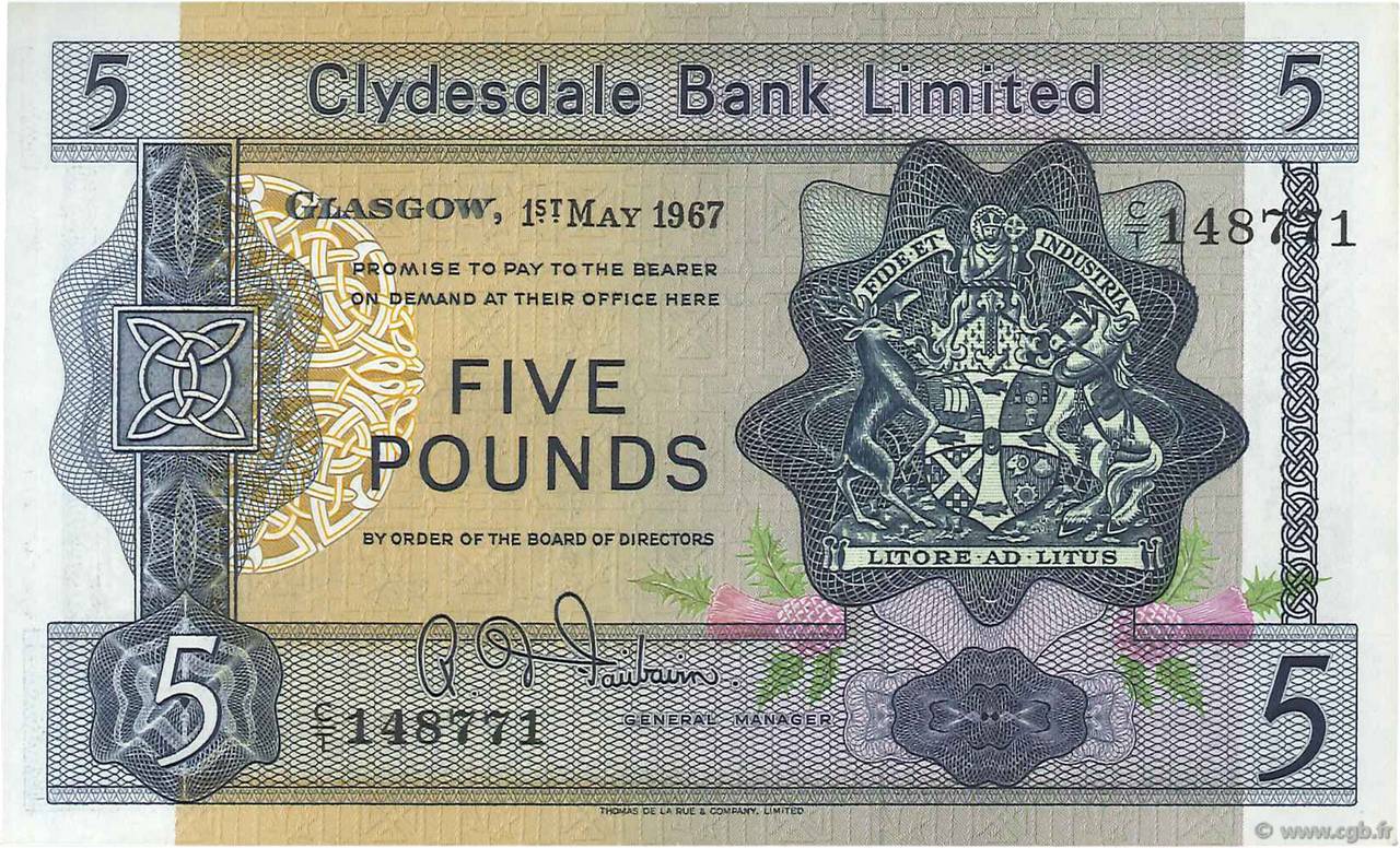 5 Pounds SCOTLAND  1967 P.203 XF+