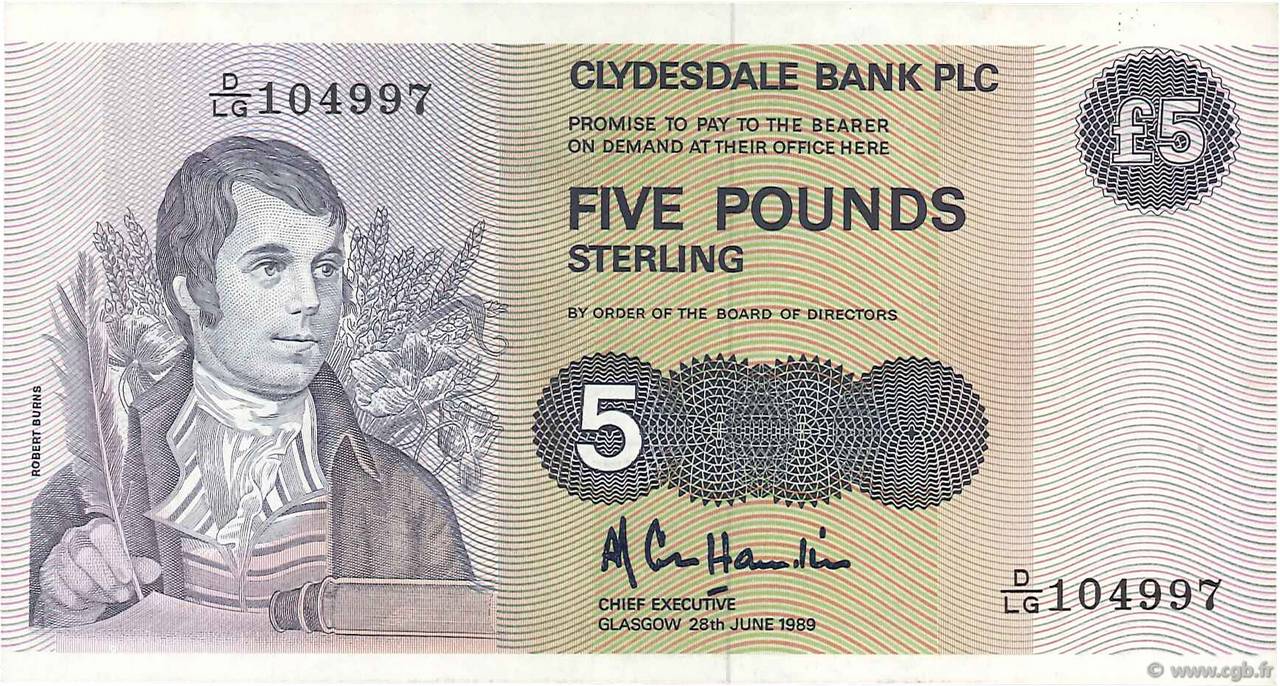 5 Pounds SCOTLAND  1989 P.212d EBC