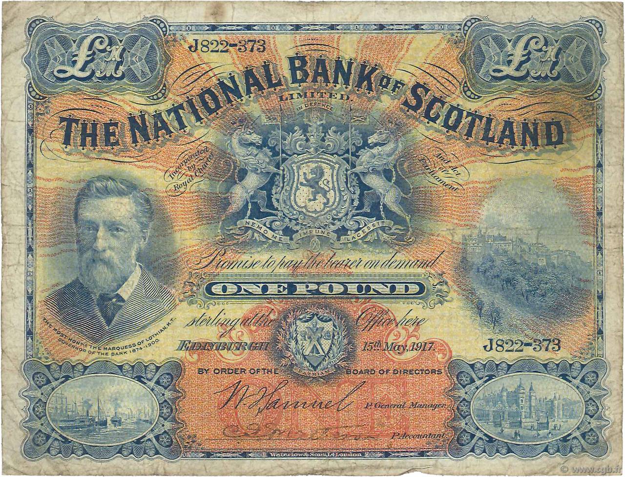 1 Pound SCOTLAND  1917 P.248a RC+