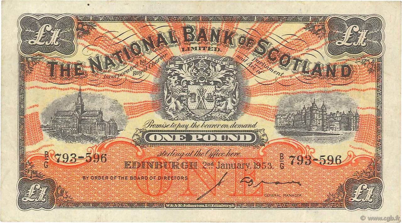 1 Pound SCOTLAND  1953 P.258b VF