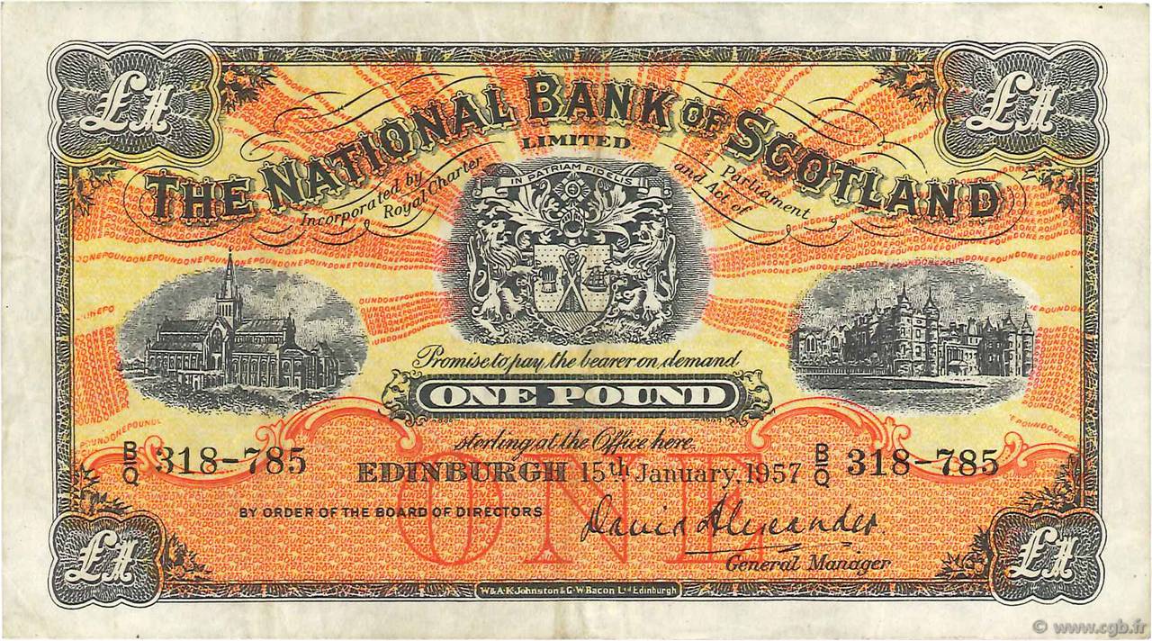 1 Pound SCOTLAND  1957 P.258c VF