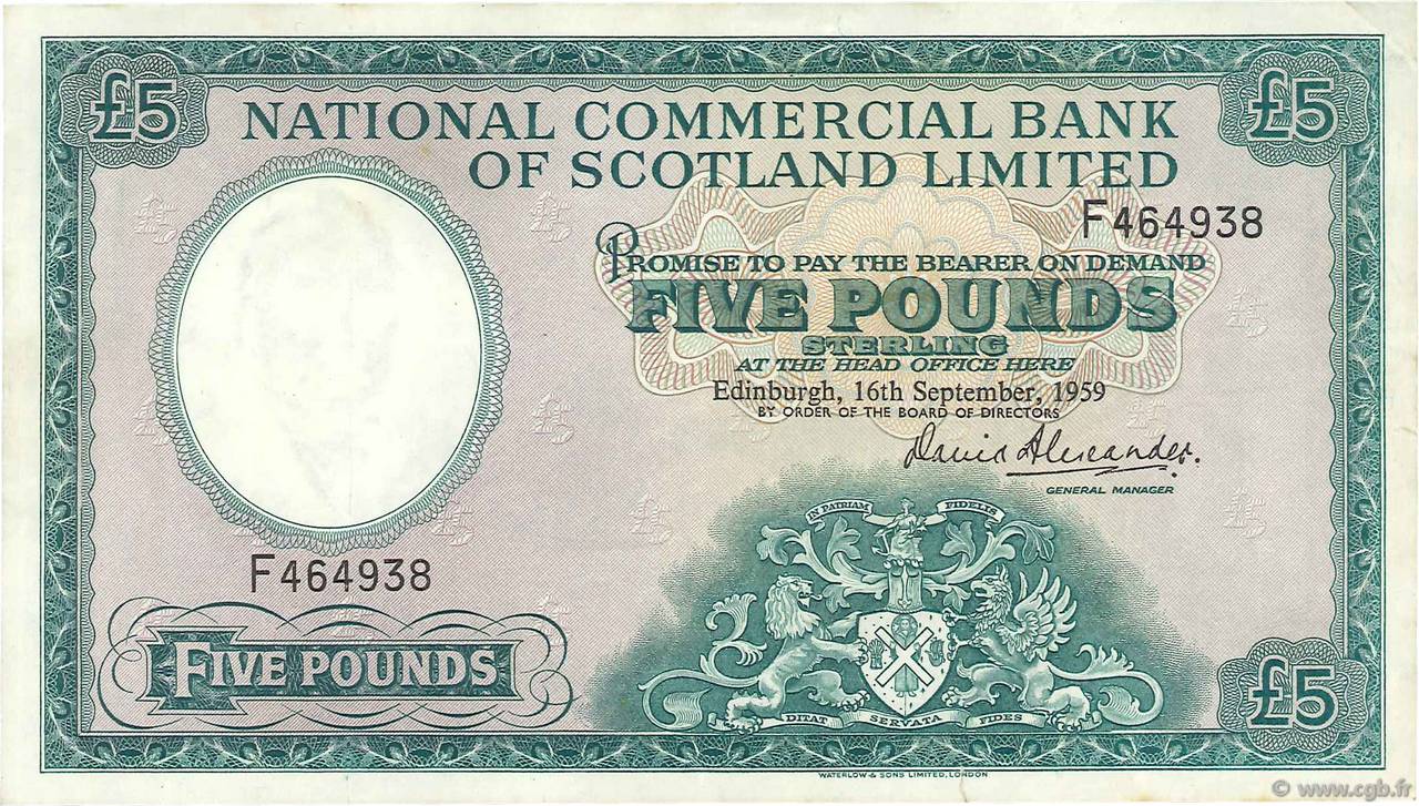 5 Pounds SCOTLAND  1959 P.266 fVZ
