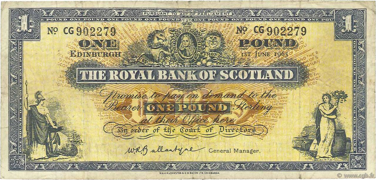 1 Pound SCOTLAND  1965 P.325a MB