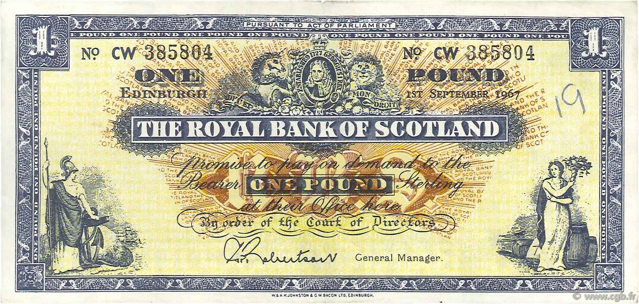 1 Pound SCOTLAND  1967 P.325b BB