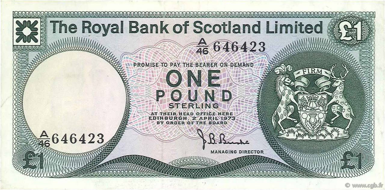 1 Pound SCOTLAND  1973 P.336a AU