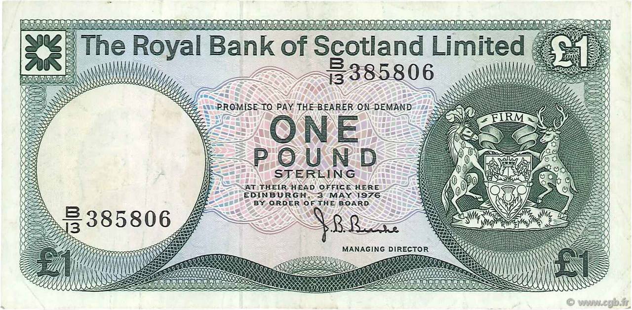 1 Pound SCOTLAND  1976 P.336a fVZ